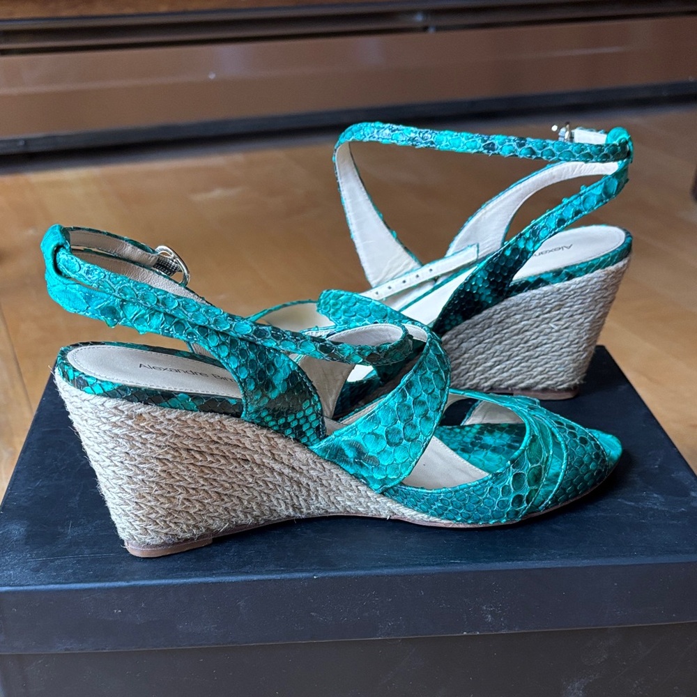 Alexandre Birman Turquoise Snakeskin Sandals